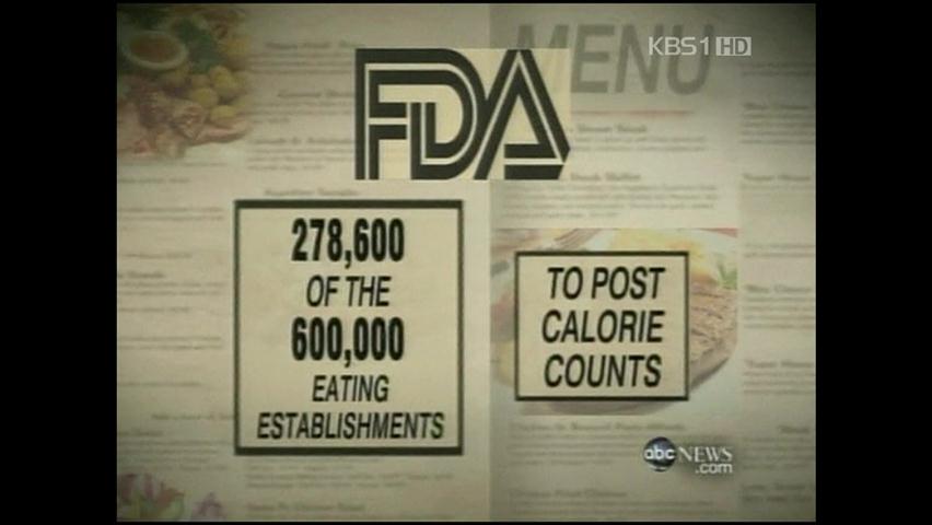 FDA, 외식 업체 칼로리 표기 큰 글씨 의무화