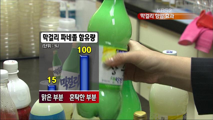 막걸리에 항암 효과…혼탁한 부분에 많아