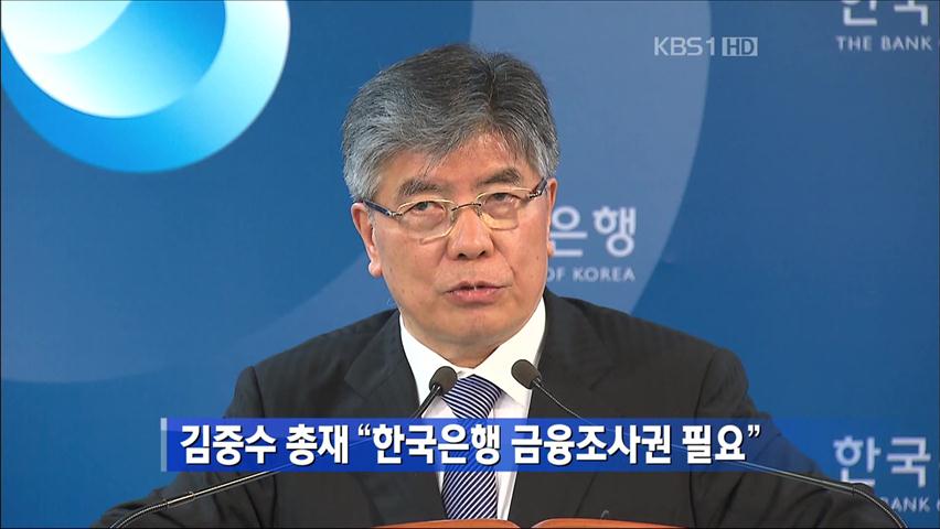 김중수 총재 “한국은행 금융조사권 필요”