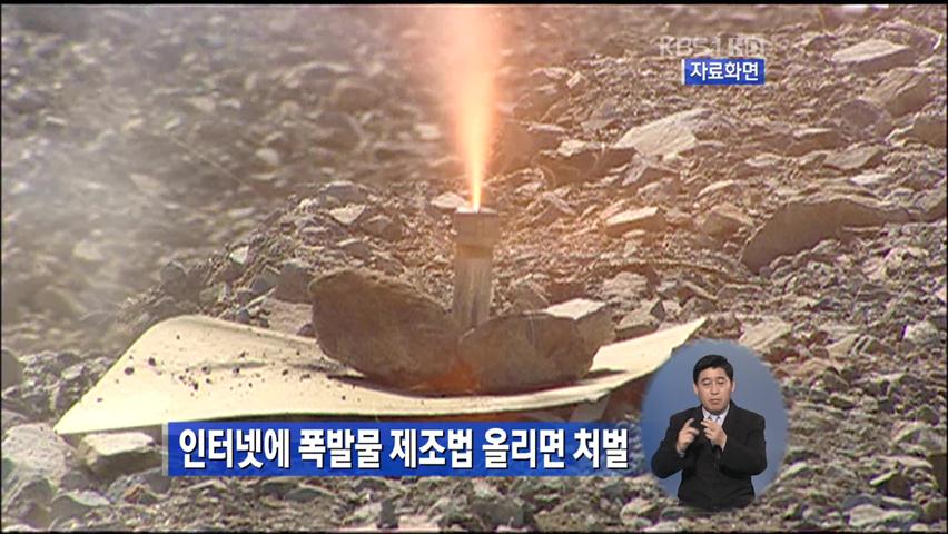 인터넷에 폭발물 제조법 올리면 처벌