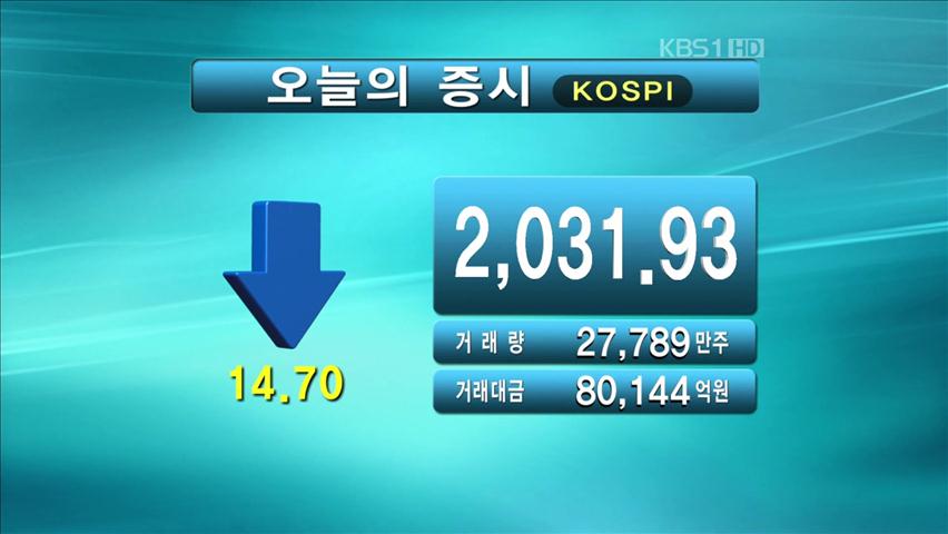 코스피 2,031.93 코스닥 459.33