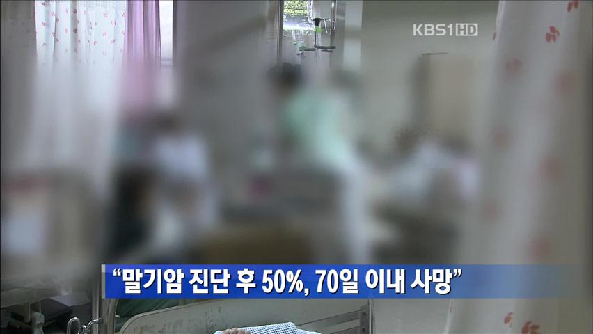 “말기암 진단 후 50%, 70일 이내 사망”