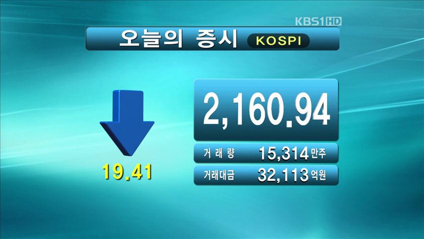 코스피 2,160.94 코스닥 498.77