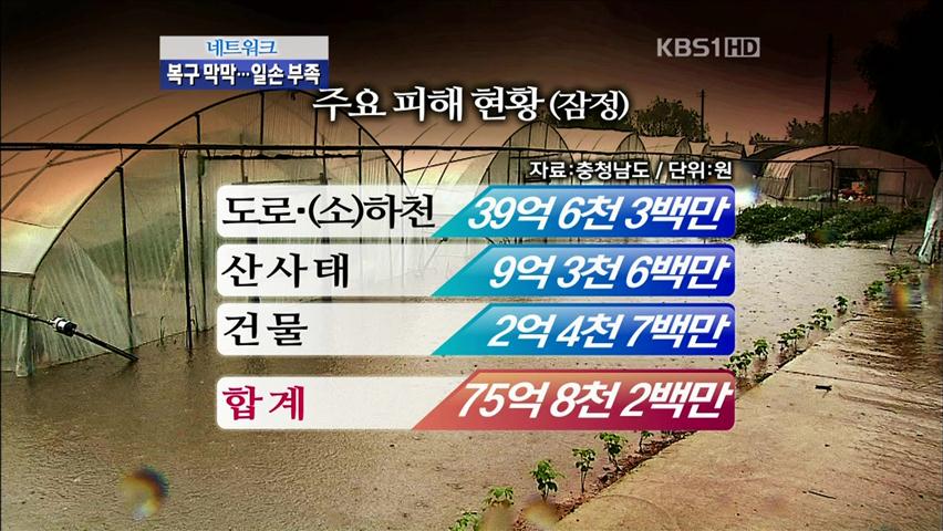 수해 현장 복구 일손 부족…농민 ‘발동동’