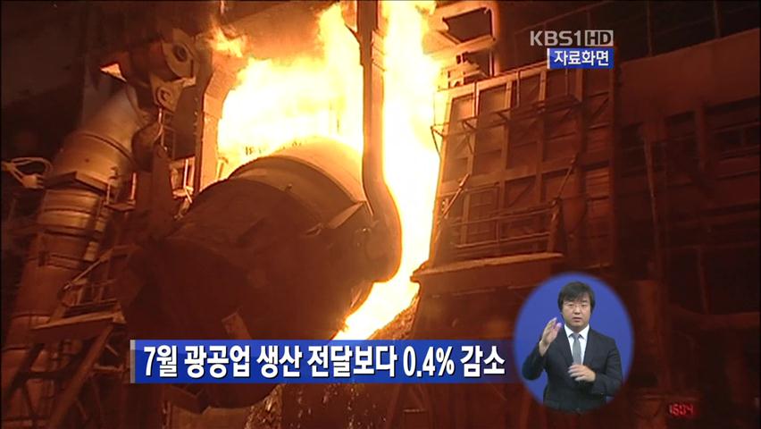 7월 광공업 생산 전달보다 0.4% 감소