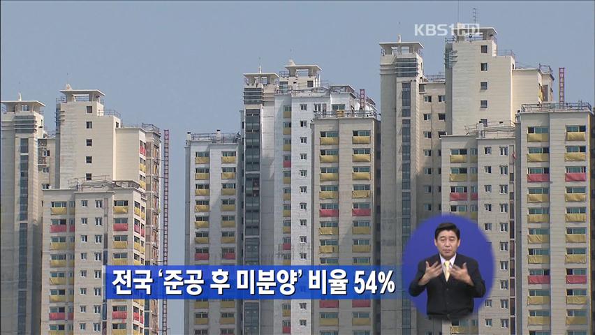 전국 ‘준공 후 미분양’ 비율 54%