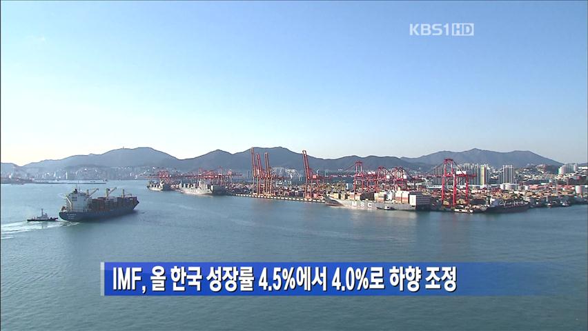 IMF, 올 한국 성장률 4.5%에서 4.0%로 하향 조정