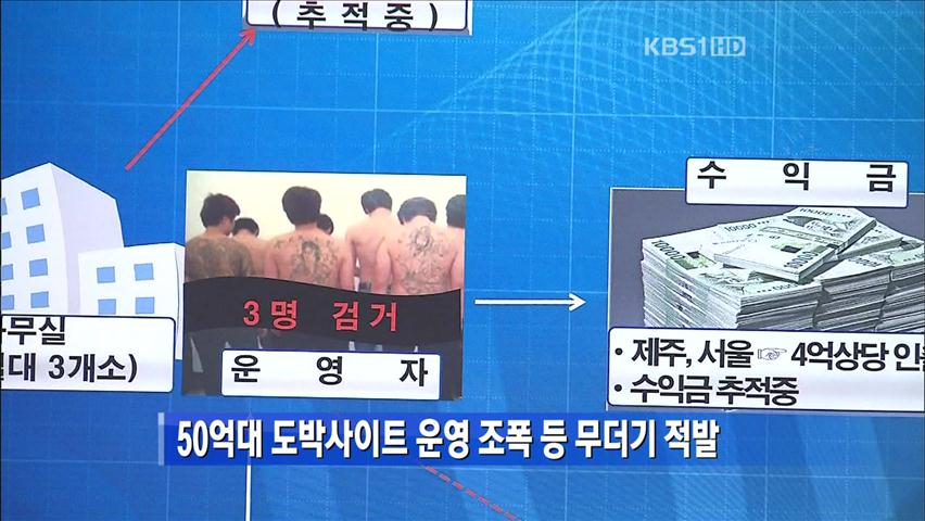 50억대 도박사이트 운영 조폭 등 무더기 적발
