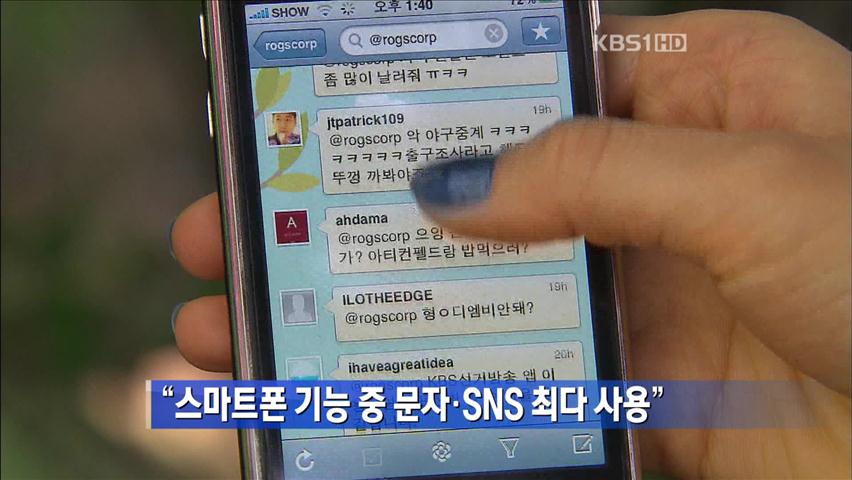 “스마트폰 기능 중 문자·SNS 최다 사용” 