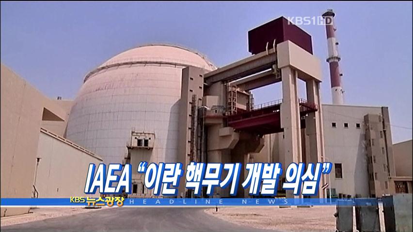 [주요뉴스] IAEA, “이란 핵무기 개발 의심” 外