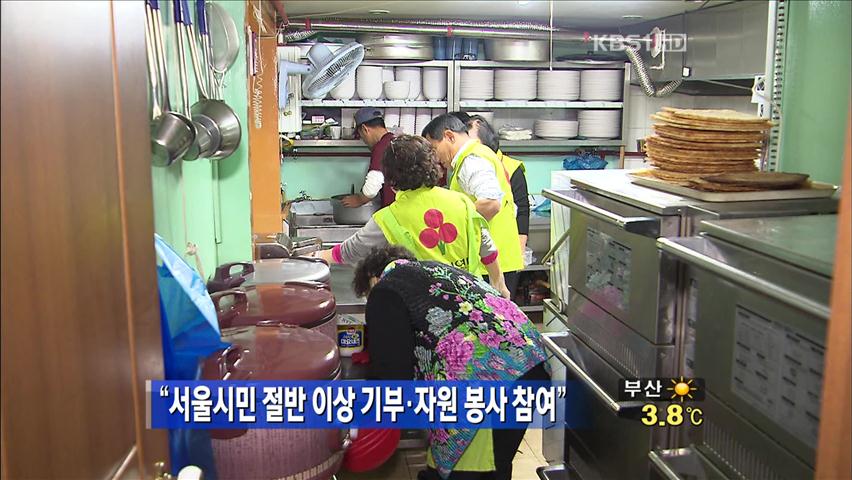 “서울시민 절반 이상 기부·자원 봉사 참여”