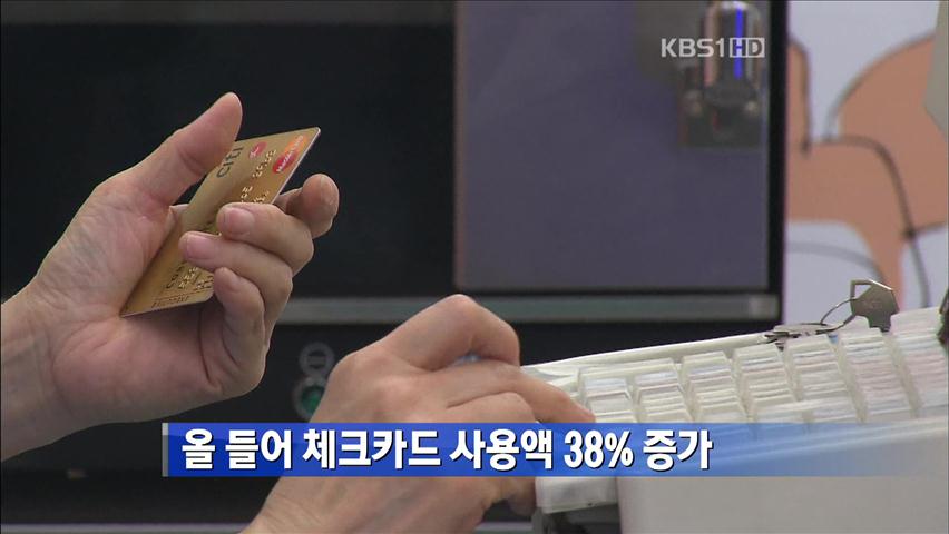 올 들어 체크카드 사용액 38% 증가