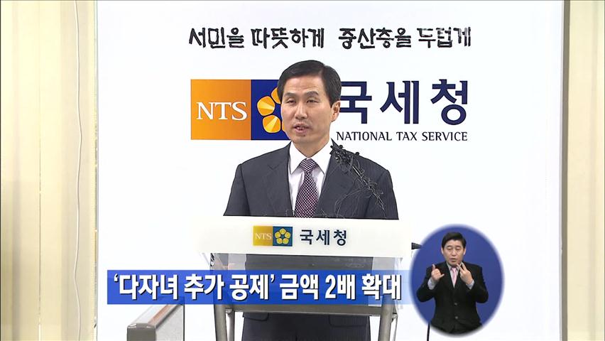 ‘다자녀 추가 공제’ 금액 2배 확대