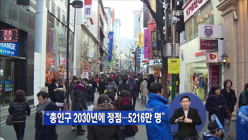 “총인구 2030년에 정점…5,216만 명”