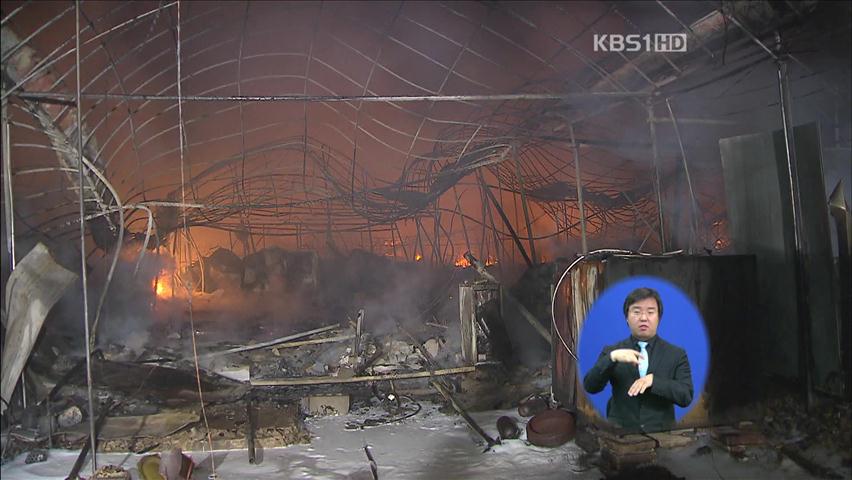 하남 화훼단지 큰 불…비닐하우스 17개동 전소