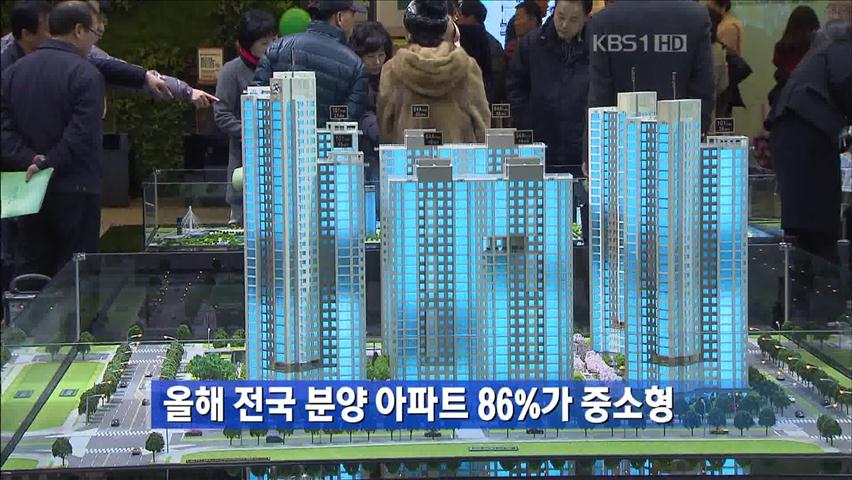 올해 전국 분양 아파트의 86%가 중소형