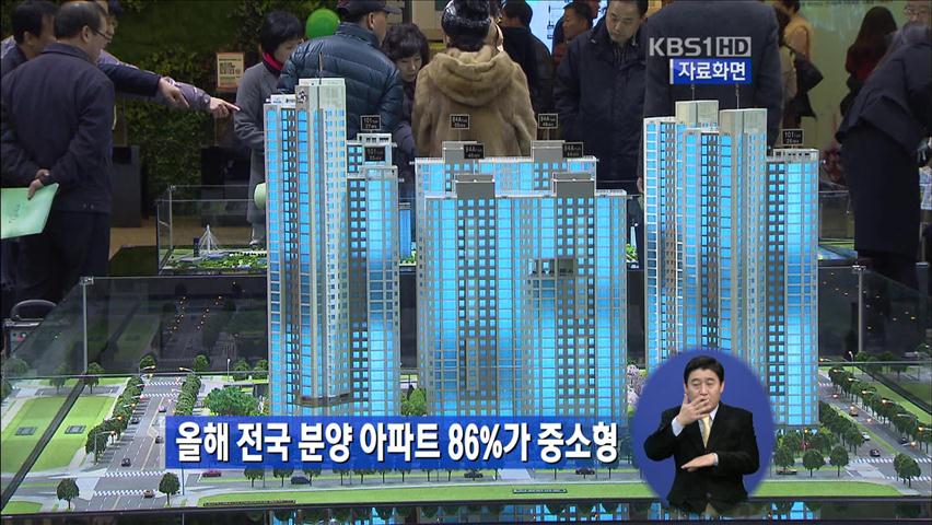 올해 전국 분양 아파트 86%가 중소형