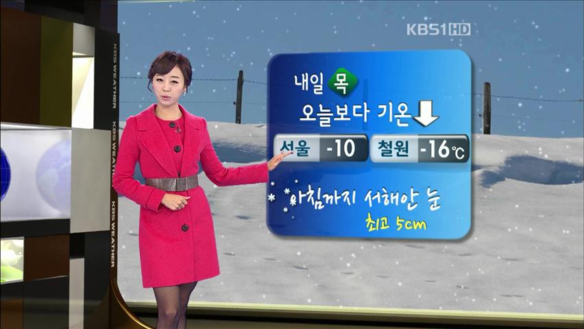 내일 오늘보다 더 춥고 서해안 최고 5㎝ 눈