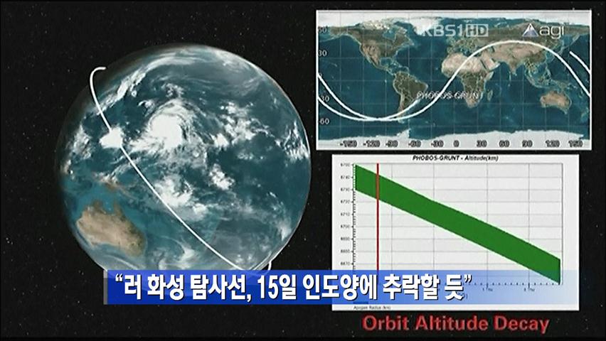“러 화성탐사선, 15일 인도양에 추락할 듯”