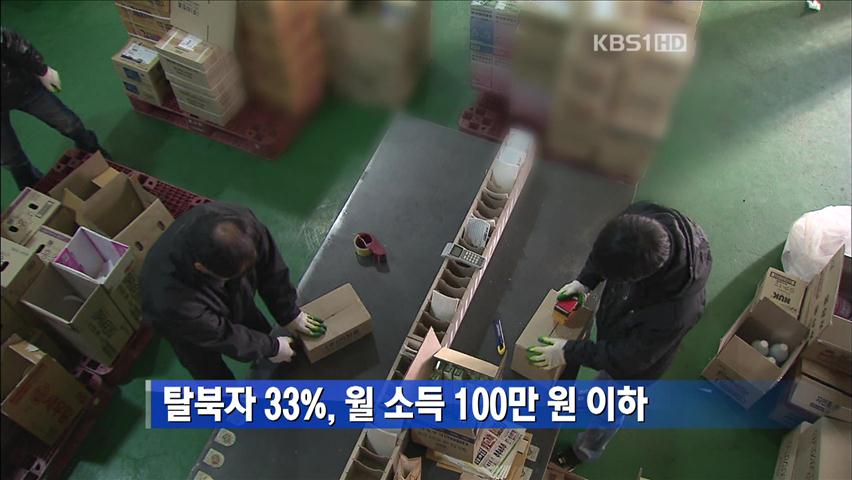 탈북자 33%, 월 소득 100만 원 이하