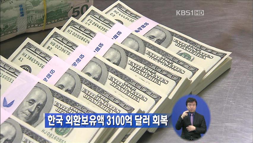 한국 외환보유액 3,100억 달러 회복