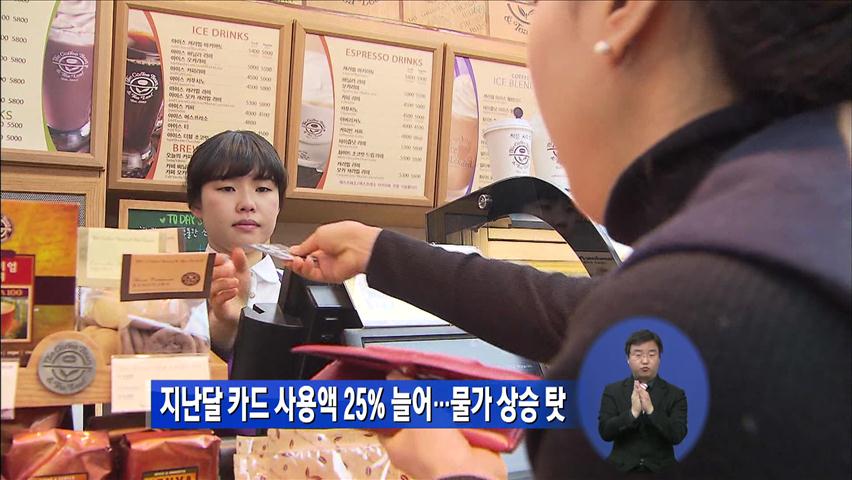 지난달 카드 사용액 25% 늘어…물가 상승 탓