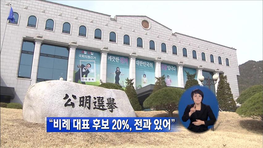 “비례 대표 후보 20%, 전과 있어”