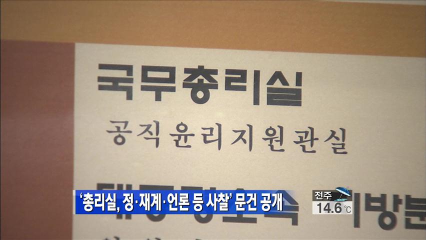 ‘총리실, 정·재계·언론 등 사찰’ 문건 공개