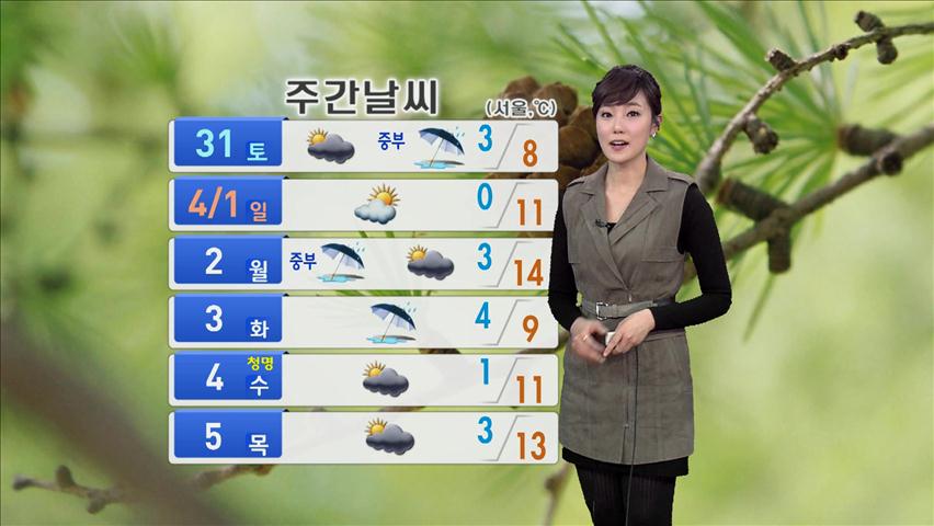 남부 내일까지 비…주말 쌀쌀