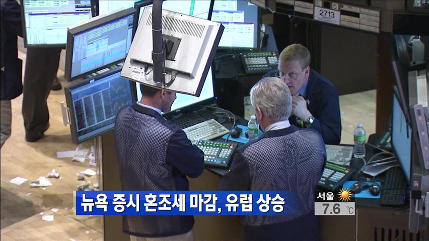 뉴욕증시 혼조세 마감…유럽증시 상승