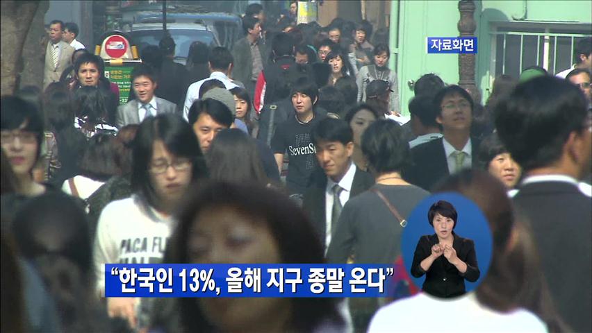 “한국인 13%, 올해 지구 종말 온다”