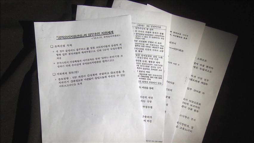 “지원관실은 대통령 충성 친위조직” 문건 파장
