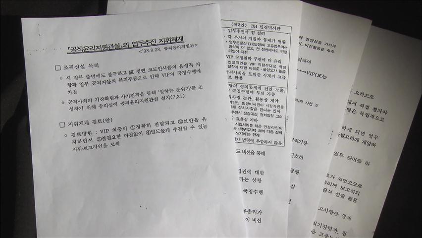 “지원관실은 대통령 충성 친위조직” 문건 파장