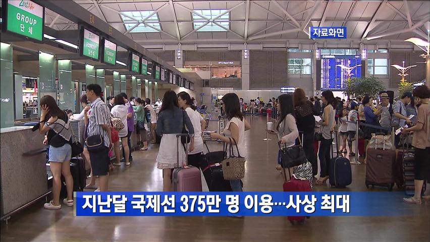 지난달 국제선 375만 명 이용…사상 최대