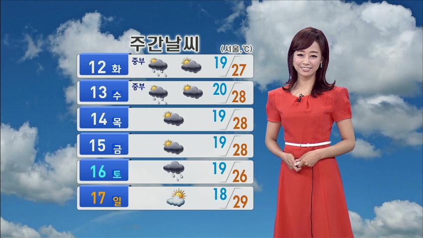 서울 29도…중부지방 오후 한때 벼락 동반 소나기