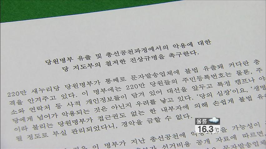 여 “명부 입수 업체 이용 의원 최소 15명”