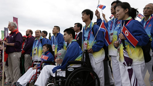 ‘장애인올림픽 첫 출전’ 북한 입촌식
