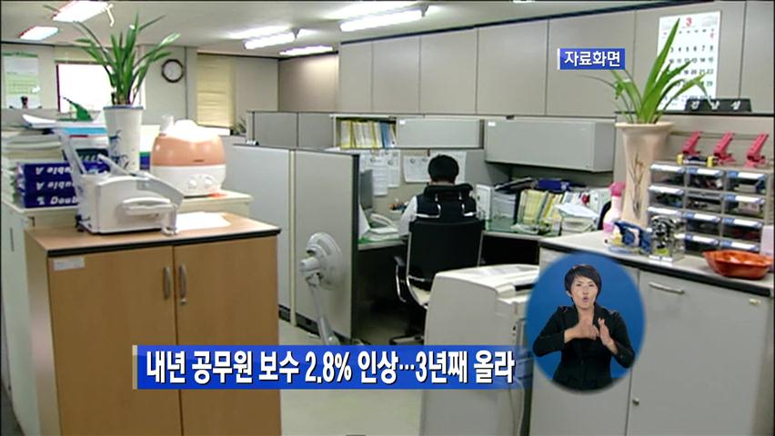 내년 공무원 보수 2.8% 인상…3년째 올라