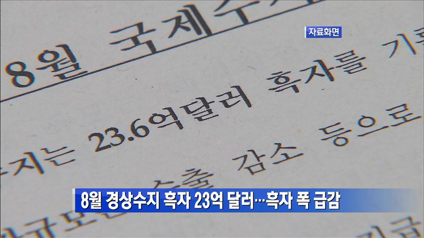 8월 경상수지 흑자 23억 달러…흑자 폭 급감