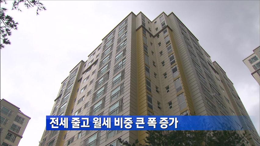 전세 줄고 월세 비중 큰 폭 증가