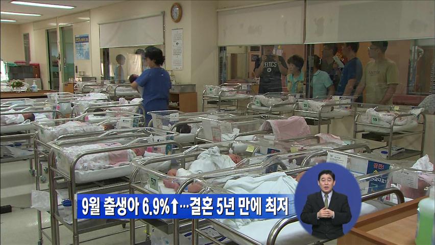 9월 출생아 6.9%↑…결혼 5년 만에 최저