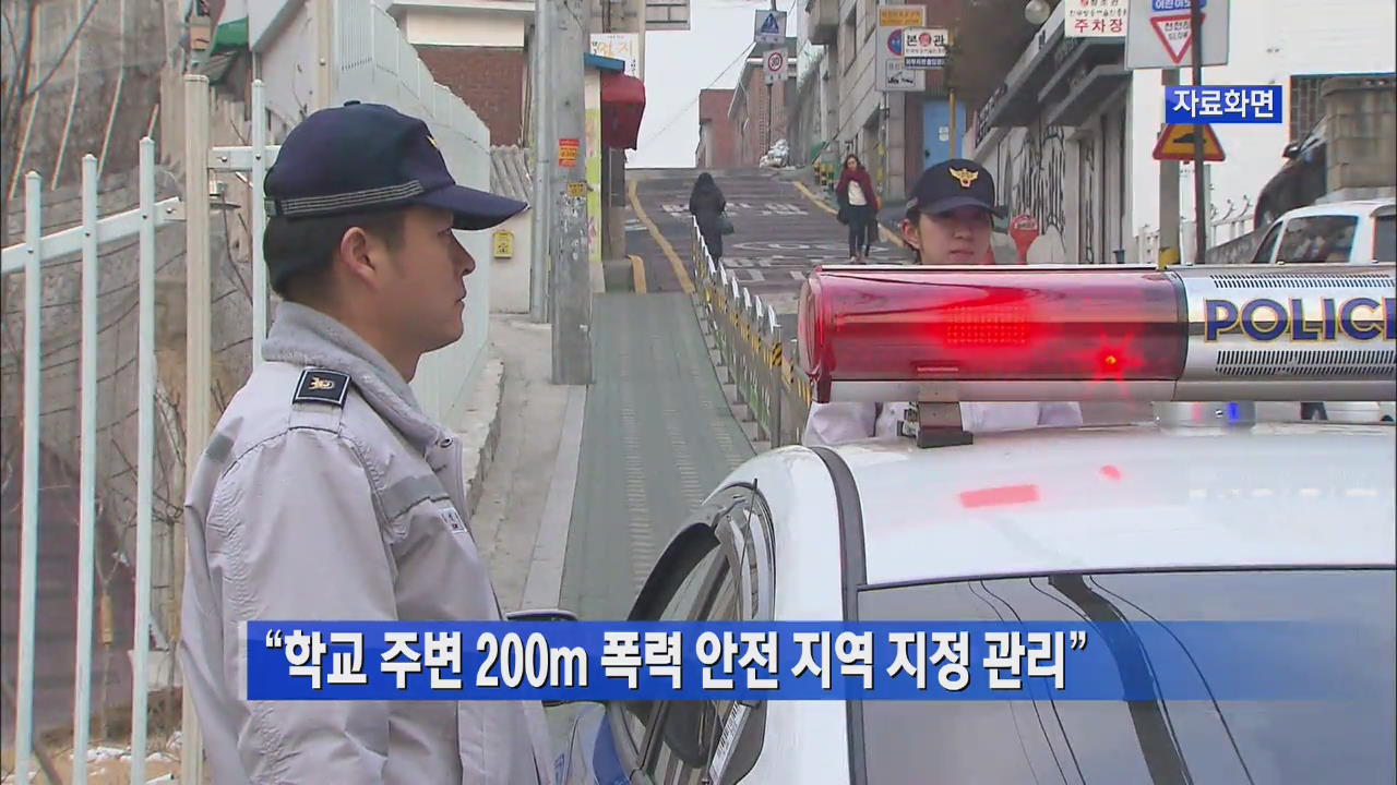 “학교 주변 200m 폭력 안전 지역 지정 관리”