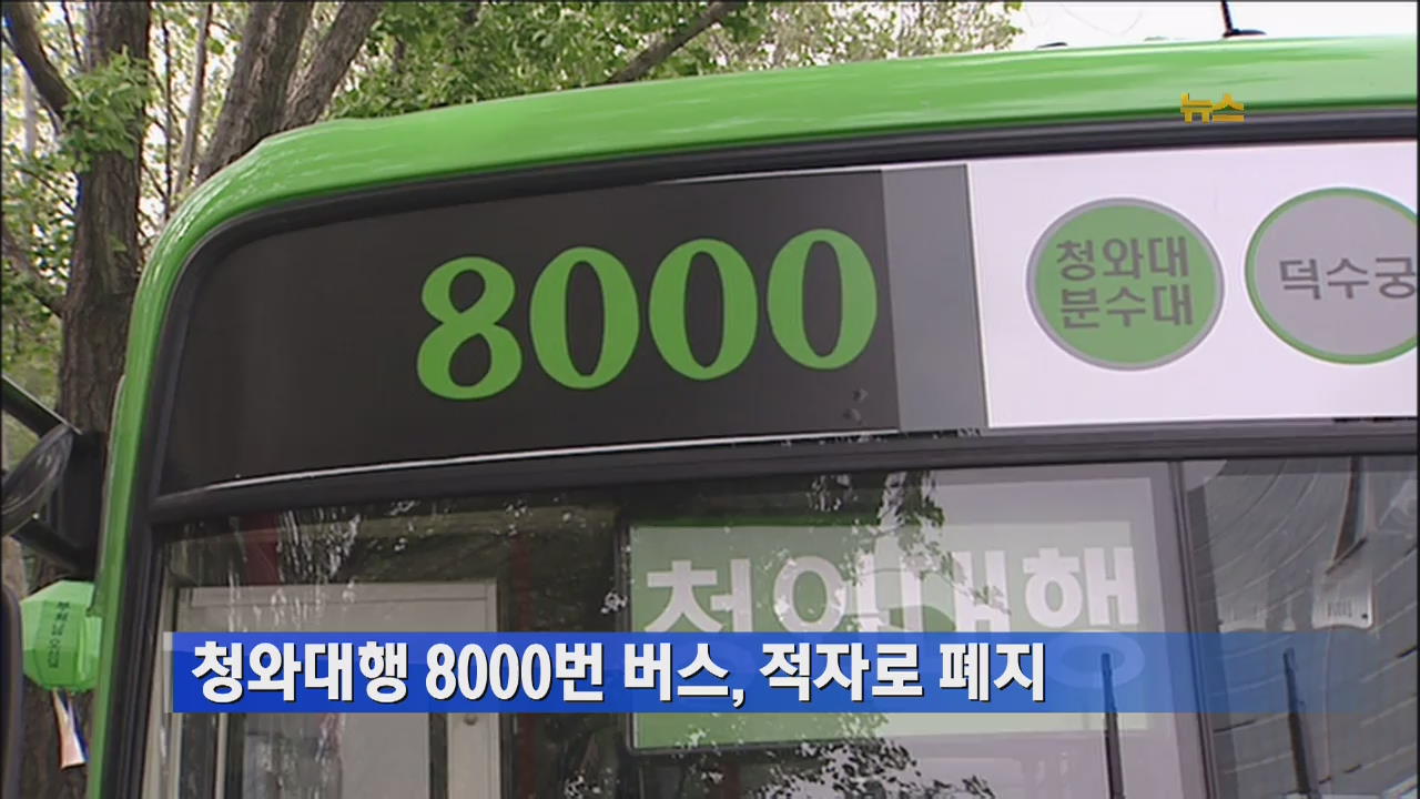 청와대행 8000번 버스, 적자로 폐지