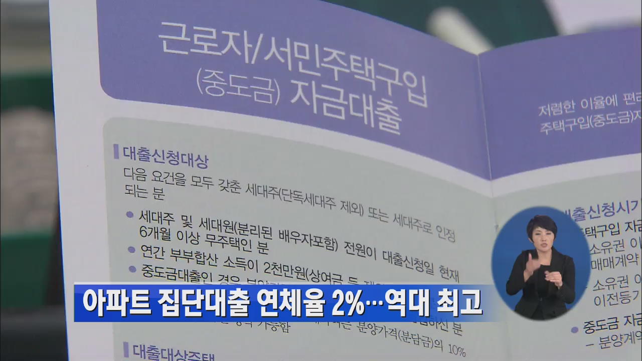 아파트 집단대출 연체율 2%…역대 최고