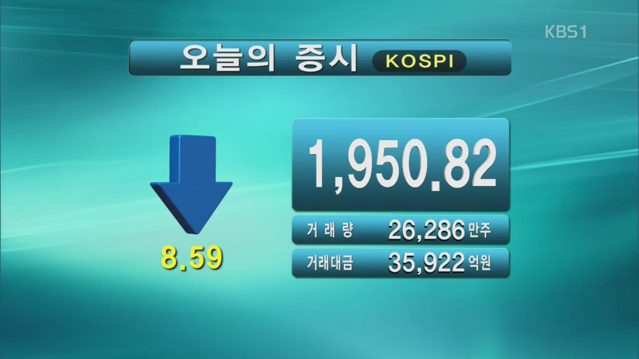 코스피 1,850.82 코스닥 544.56