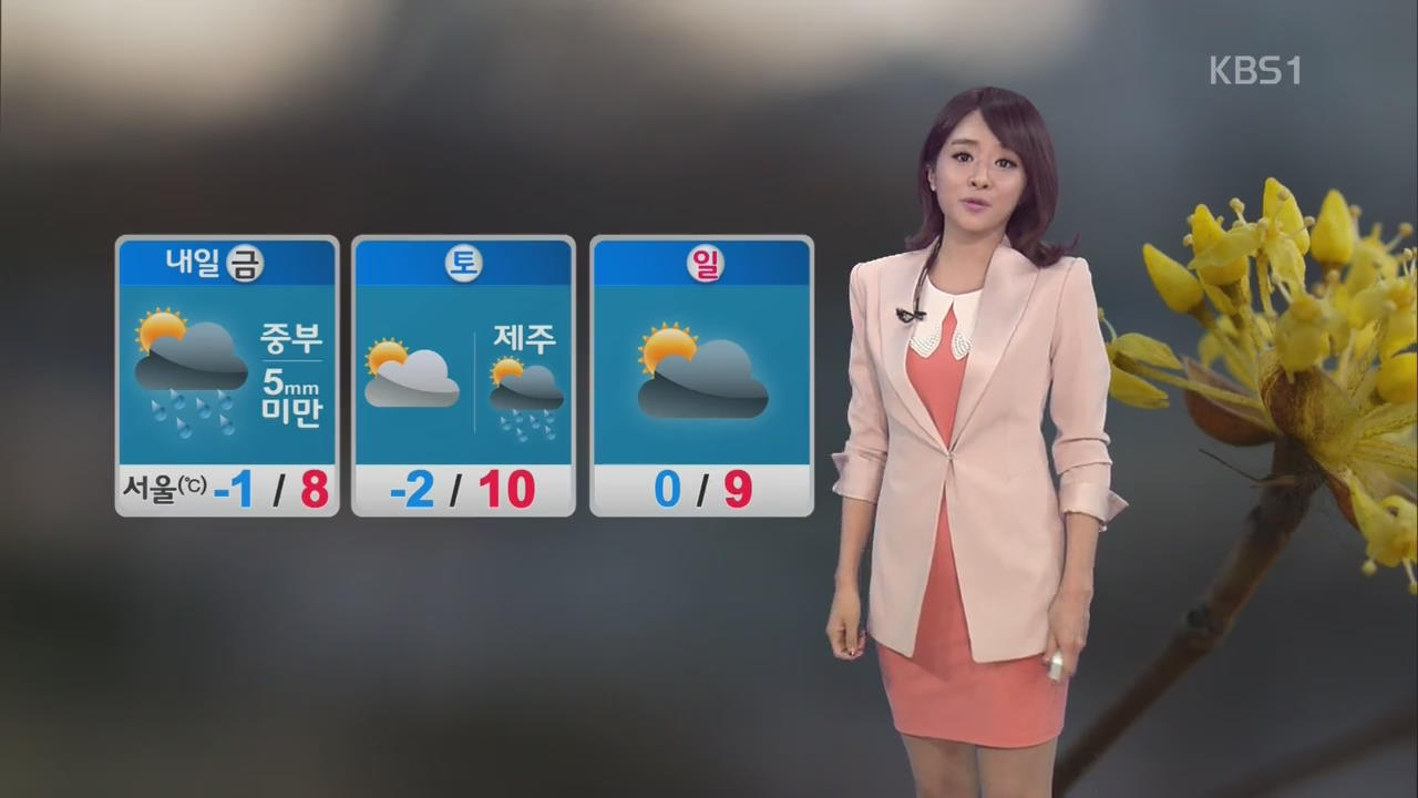 내일 중부 5mm 미만 비…서울 오전 -1도