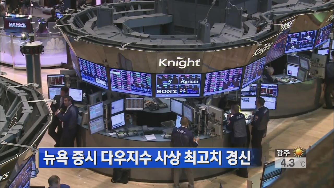 뉴욕 증시 다우지수 사상 최고치 경신