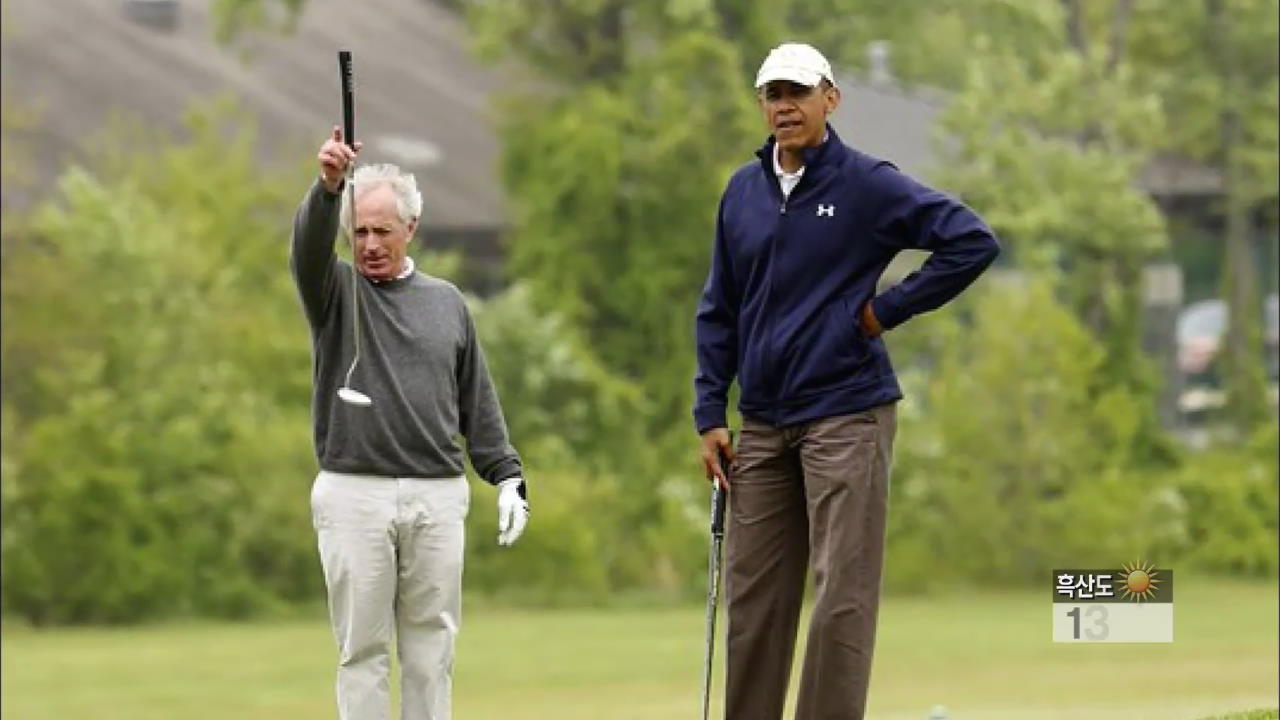 오바마, 이례적으로 평일 골프 회동…야당 설득