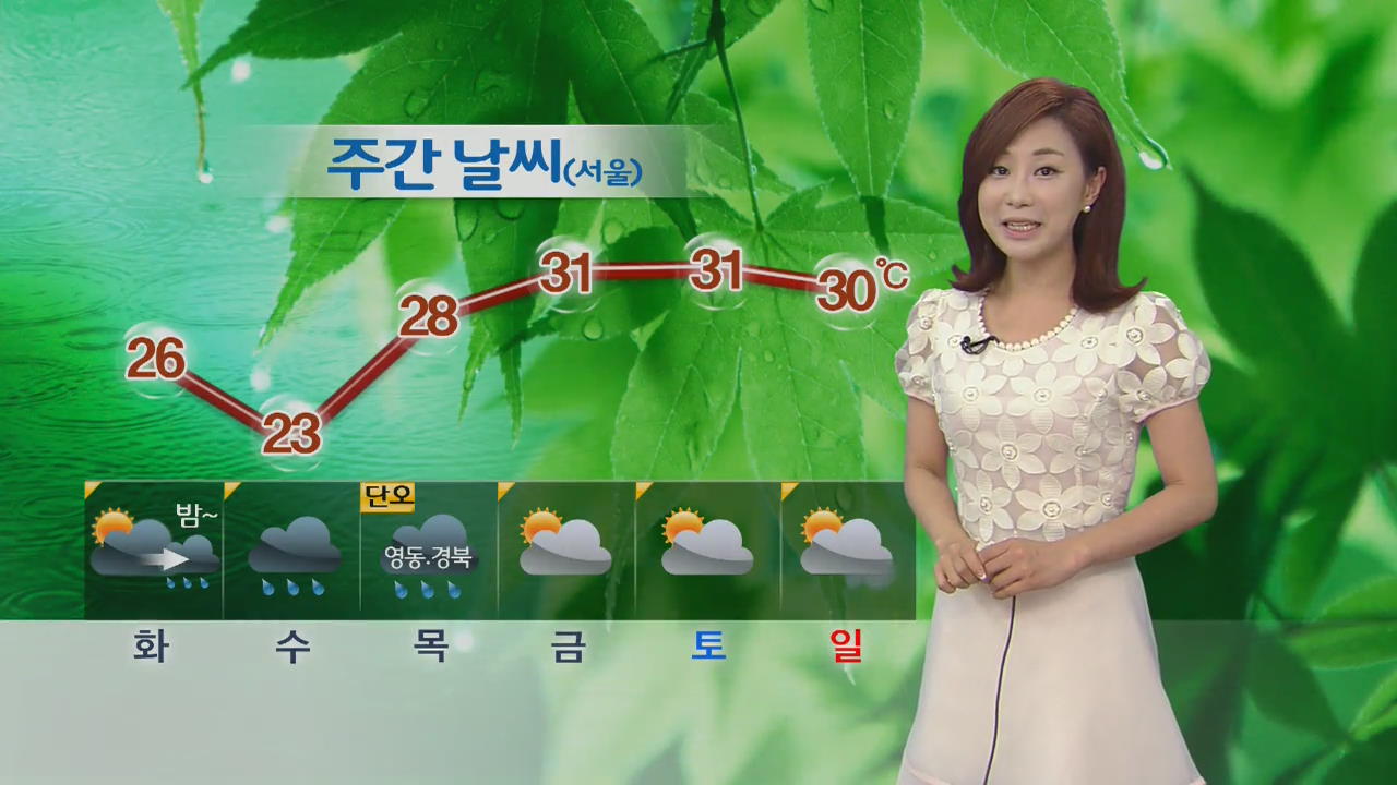 더위 주춤…오늘 밤부터 내일까지 비