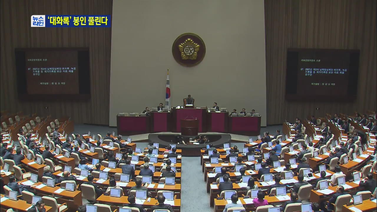 ‘남북정상회담 대화록 제출 요구안’ 국회 통과